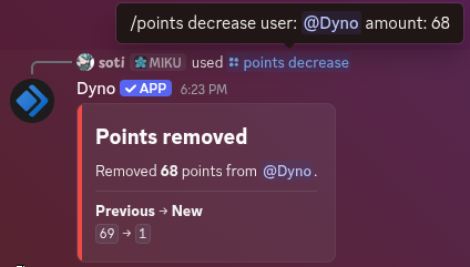 /points decrease command example